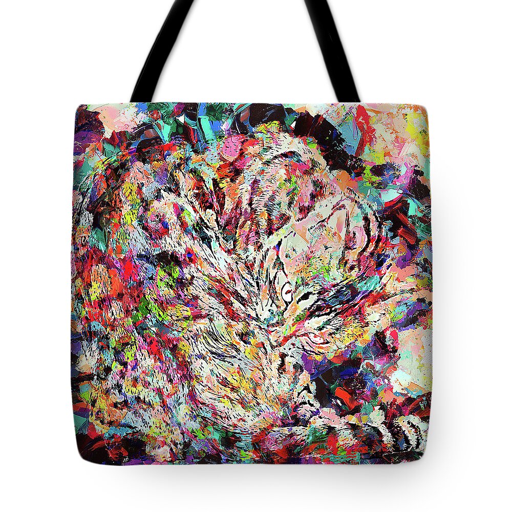 Bengal Tote Bag featuring the painting Colorful Painting Bengal Cat by Custom Pet Portrait Art Studio