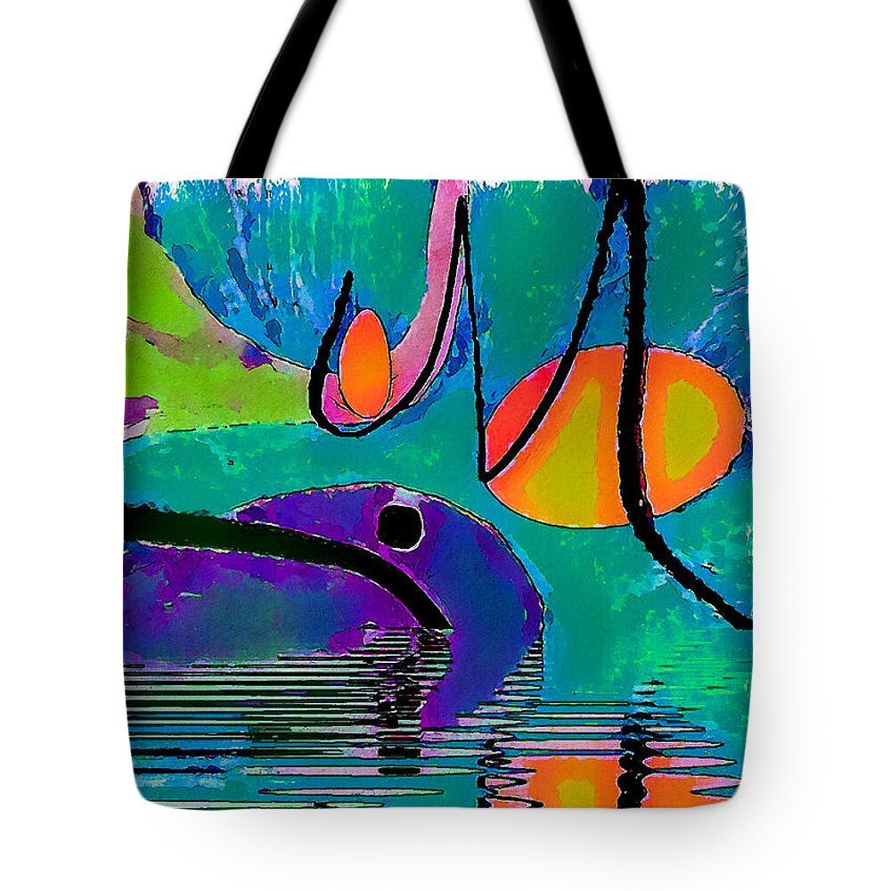 Abstract Tote Bag featuring the digital art Colorful reflections abstract by Silver Pixie