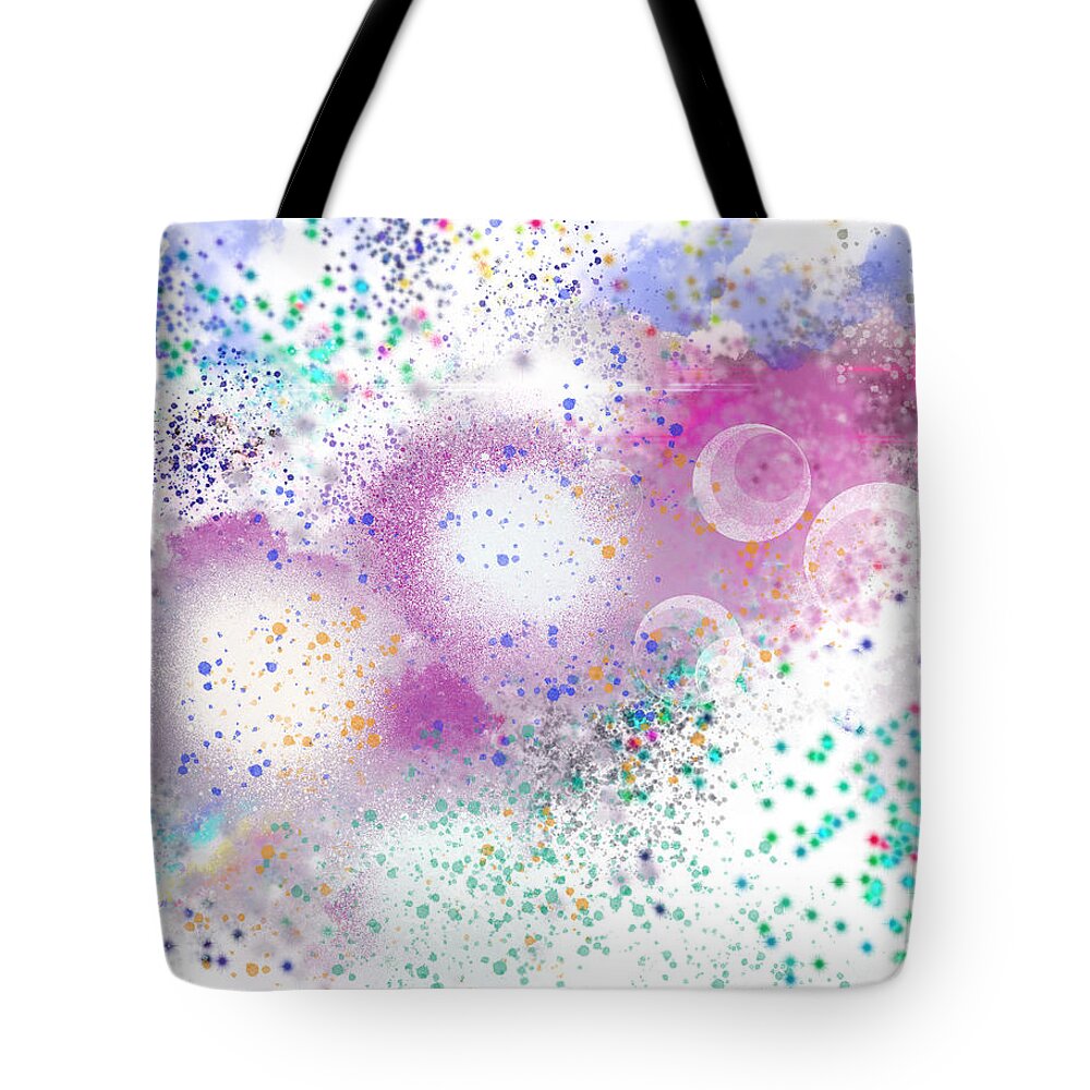 Abstract Expressionism Tote Bag featuring the digital art Colorful Smoke Signals #1 by Zotshee Zotshee