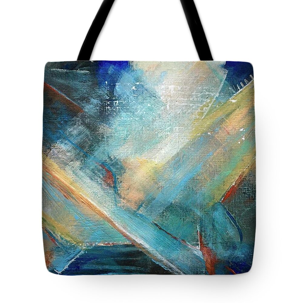 Acrylic Painting Tote Bag featuring the painting Colorful Streaks by Suzzanna Frank