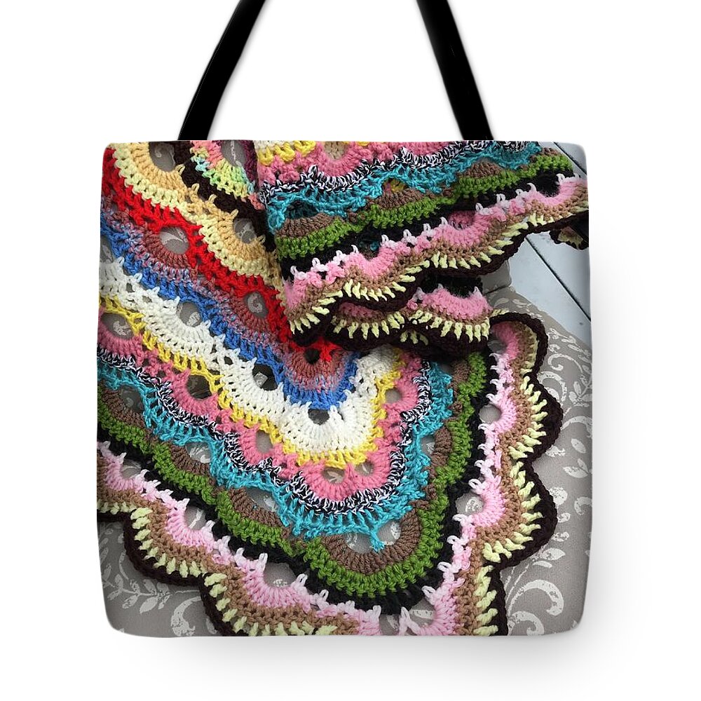 Virus Tote Bag featuring the photograph Colorful Virus Shawl by Kathy Clark