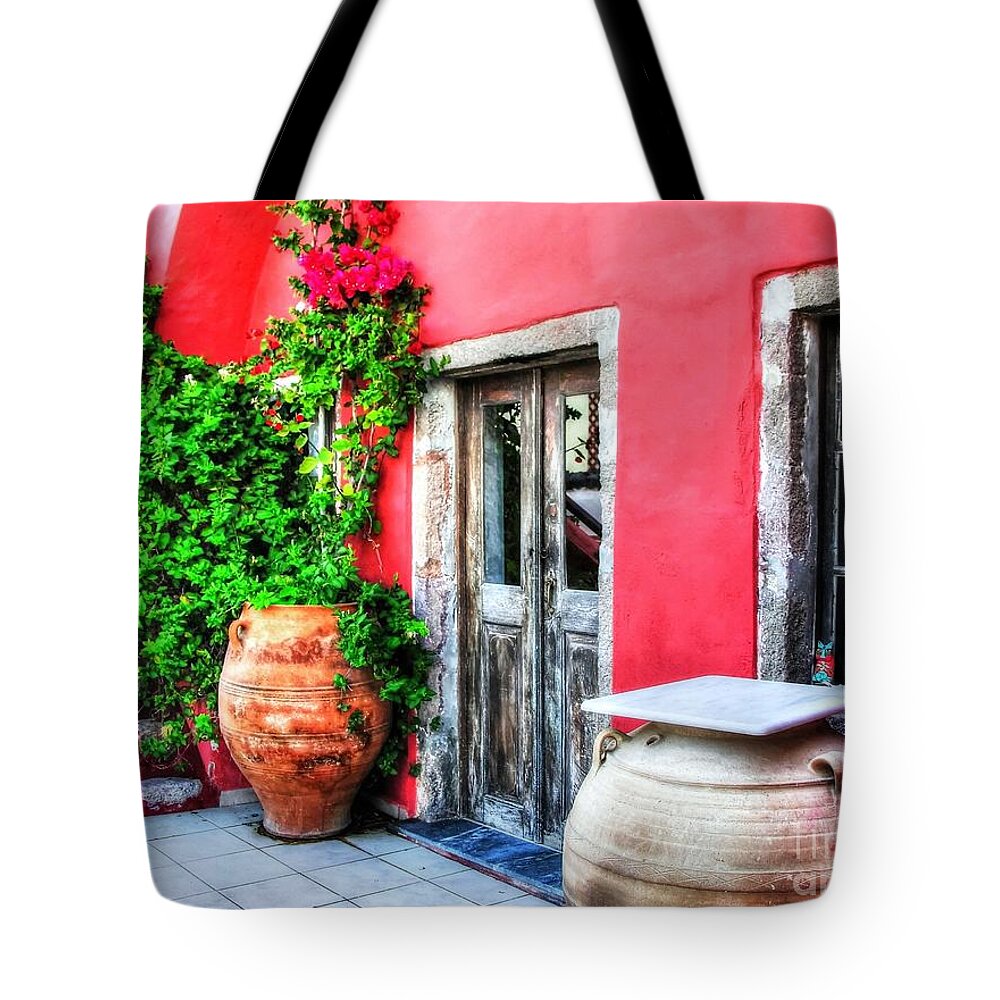 Greek Isles Tote Bag featuring the photograph Colors And Lace by Mel Steinhauer