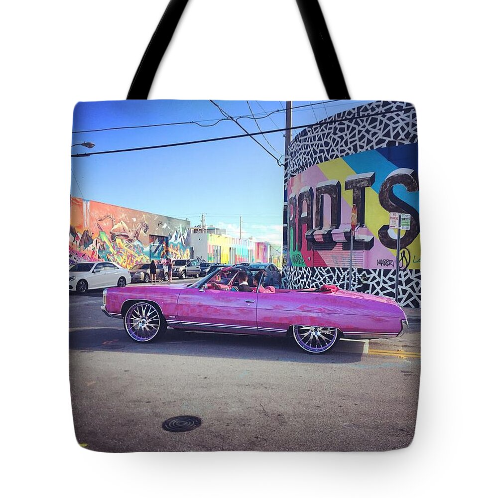 Pink Cadillac Tote Bags