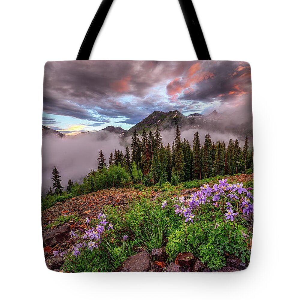 Columbine Tote Bag featuring the photograph Columbine Sunset by Chuck Rasco Photography