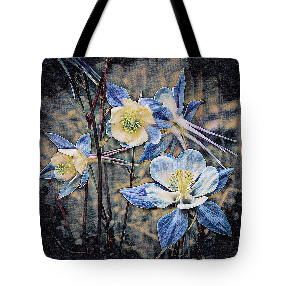Artwork Tote Bag featuring the digital art Columbines 1 by Ernest Echols