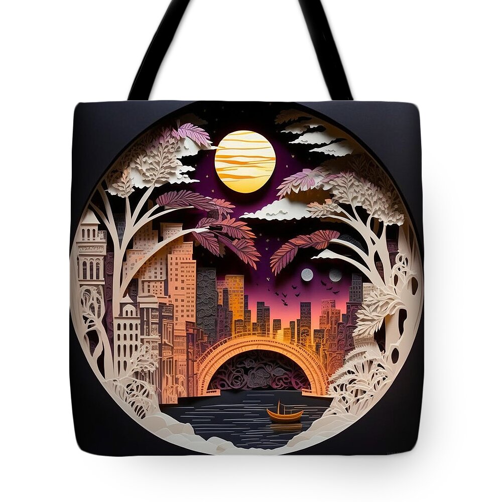 Quilling Tote Bag featuring the mixed media Columbus OH by Jay Schankman