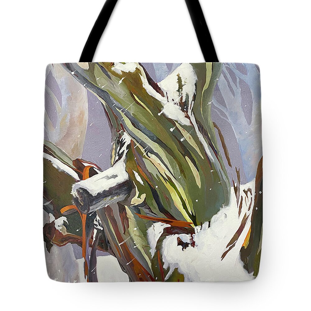 Snow Tote Bag featuring the painting Come Back To Me by Shirley Peters