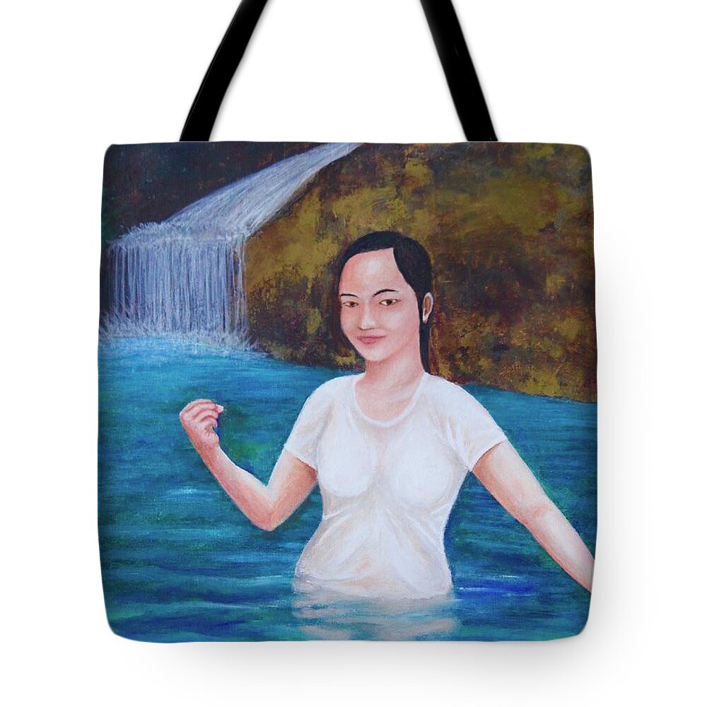 Falls Tote Bag featuring the painting Come Take a Dip by Cyril Maza
