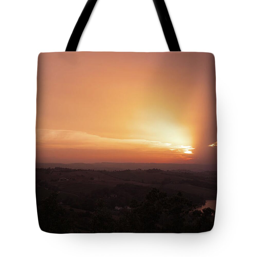 Landscape Tote Bag featuring the photograph Comet in Twilight by Karine GADRE