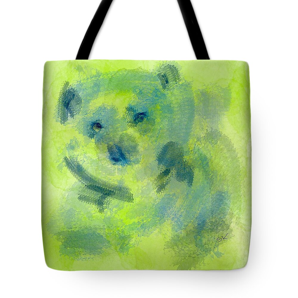 Abstract Tote Bag featuring the digital art Comfort Bear by Sherry Killam