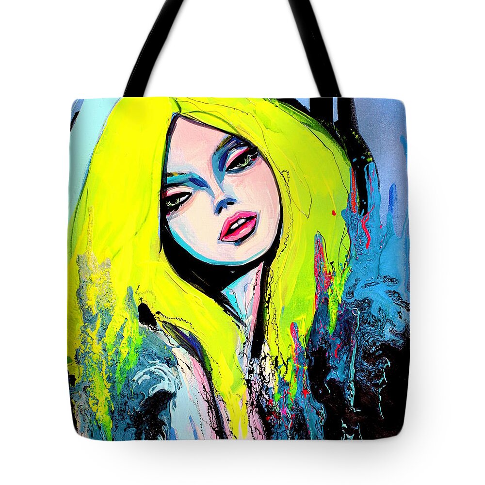 Female Figure Tote Bag featuring the painting Comfortably Numb by Aja Trier
