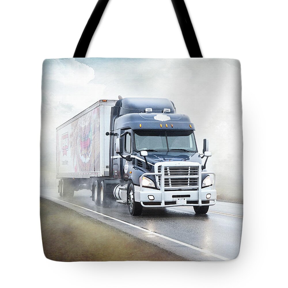 Trucks Tote Bag featuring the photograph Coming Out Of The Fog by Theresa Tahara