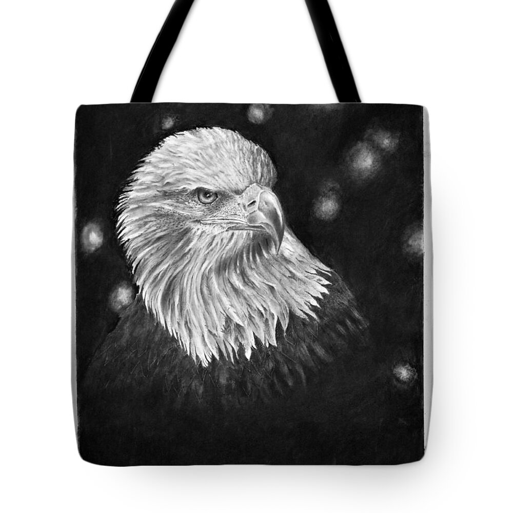 Eagle Tote Bag featuring the drawing Commanding Gaze by Greg Fox
