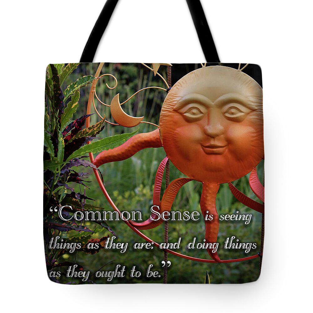 Quote Tote Bag featuring the digital art Common Sense by Ron Grafe