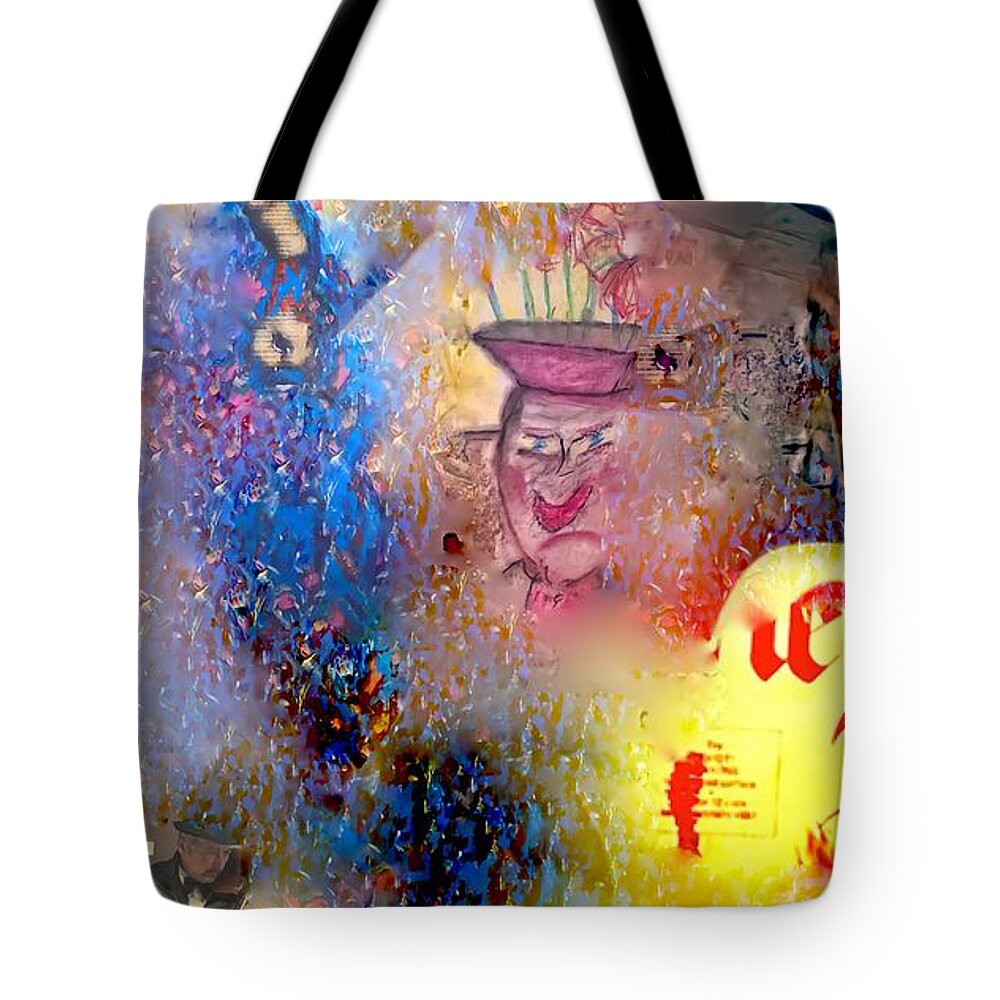  Tote Bag featuring the mixed media Commuter Collage by Bencasso Barnesquiat
