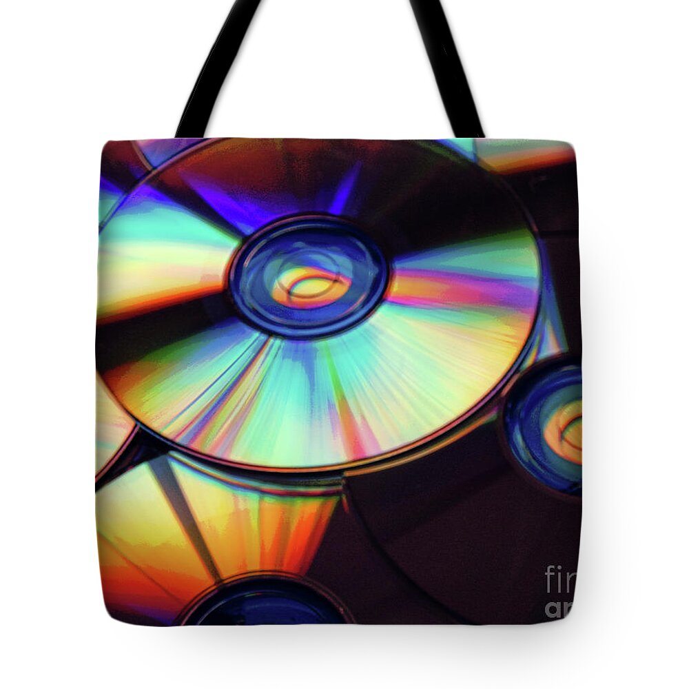 Compact Disks Tote Bag featuring the digital art Compact Disks by Phil Perkins