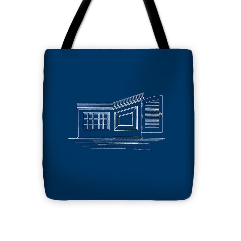 Sailing Vessels Tote Bag featuring the drawing Companionway - blueprint by Panagiotis Mastrantonis