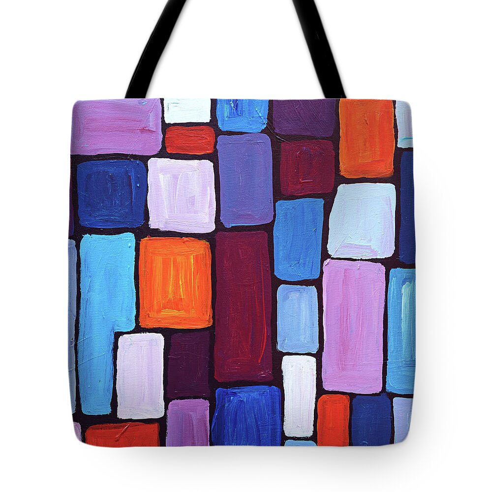 Abstract Tote Bag featuring the painting Composition by Maria Meester