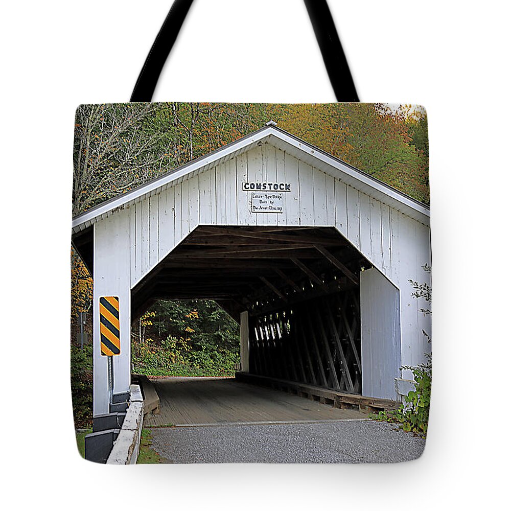 Bridge Tote Bag featuring the photograph Comstock Covered Bridge, Vermont by Richard Krebs