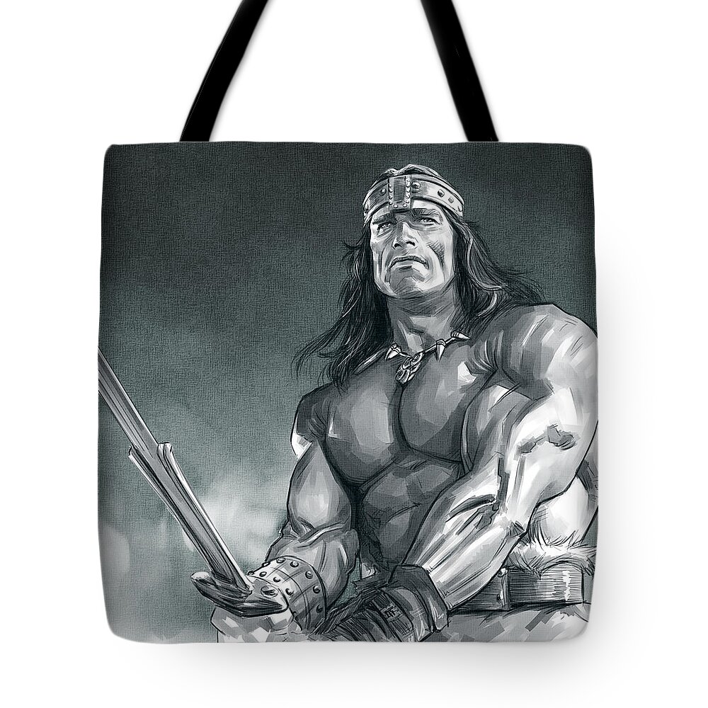 Conan The Barbarian Tote Bag featuring the digital art Conan The Barbarian by Darko Babovic