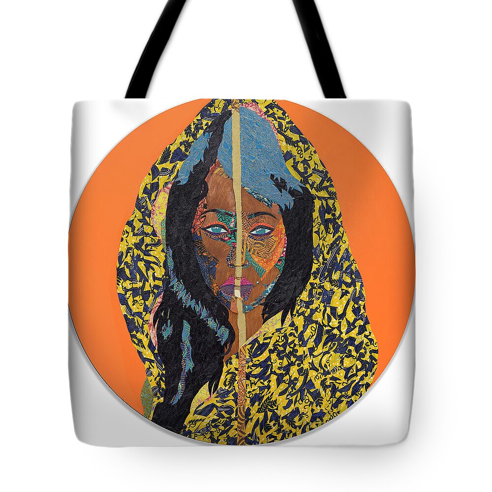 Black Art Tote Bag featuring the tapestry - textile Concentration - The Muses Collection by Apanaki Temitayo M