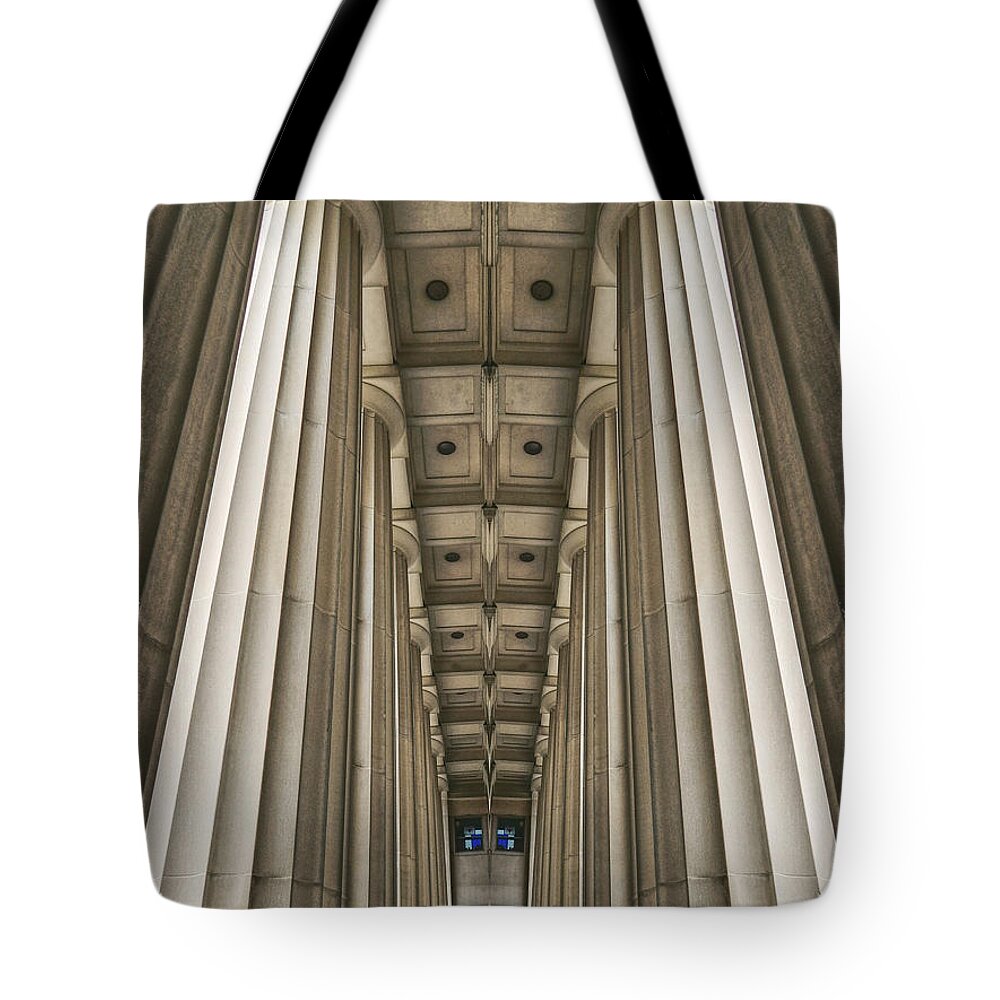 Pillars Tote Bag featuring the digital art Concrete Pillars by Phil Perkins