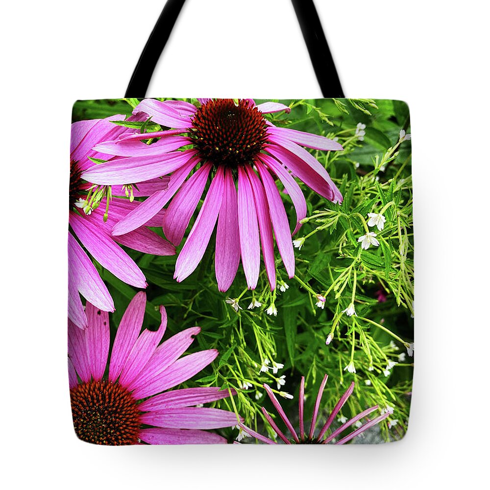 Echinaechea Tote Bag featuring the photograph Coneflower and Willowherb by Kristin Hatt