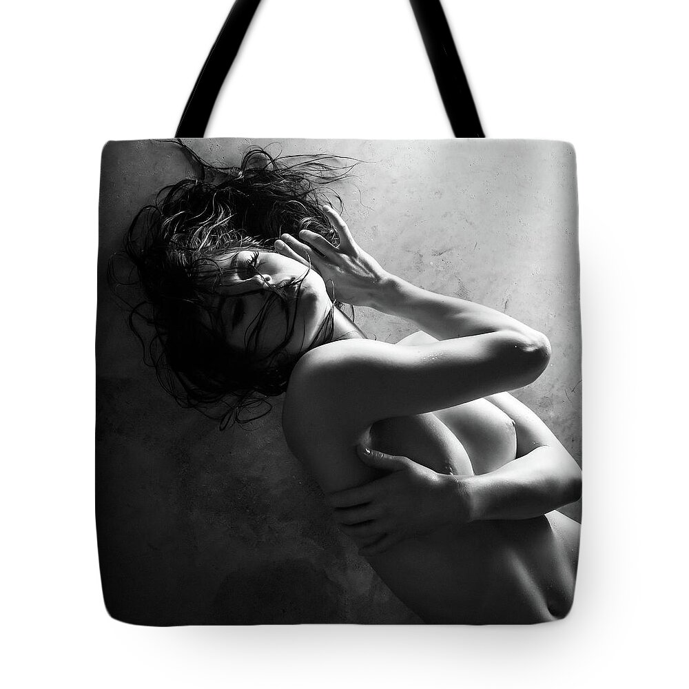 Blue Muse Fine Art Tote Bag featuring the photograph Confessions bw by Blue Muse Fine Art