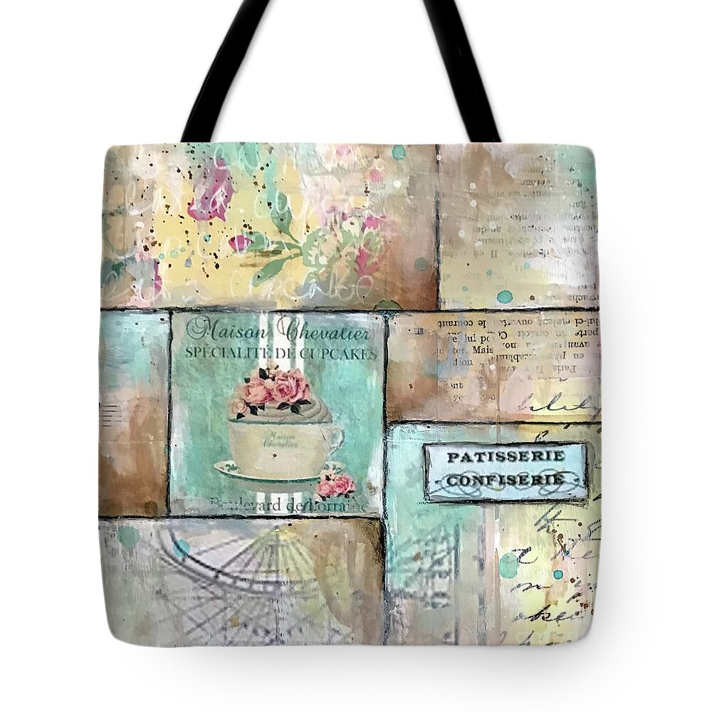 Kitchen Art Decor Tote Bag featuring the painting Kitchen art with cupcake theme by Diane Fujimoto