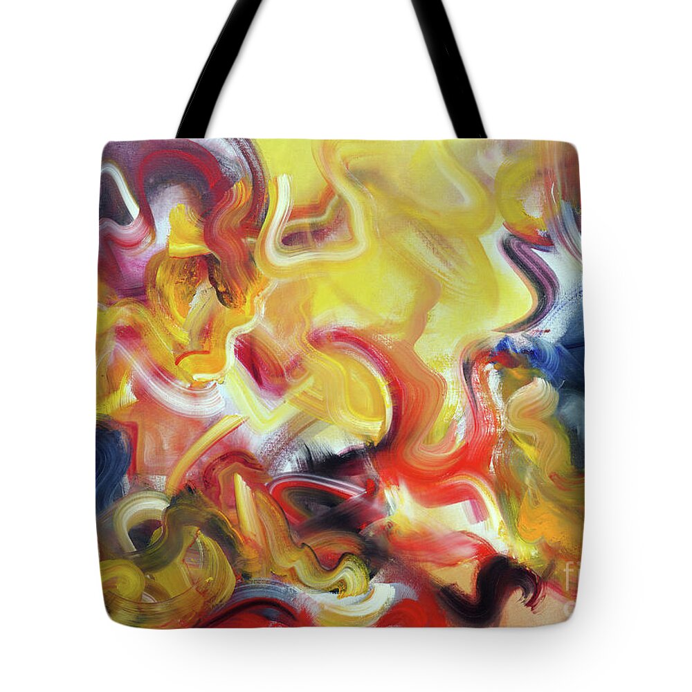 Abstract Tote Bag featuring the painting Conflagration-Requiem for the Wildlife by Ritchard Rodriguez