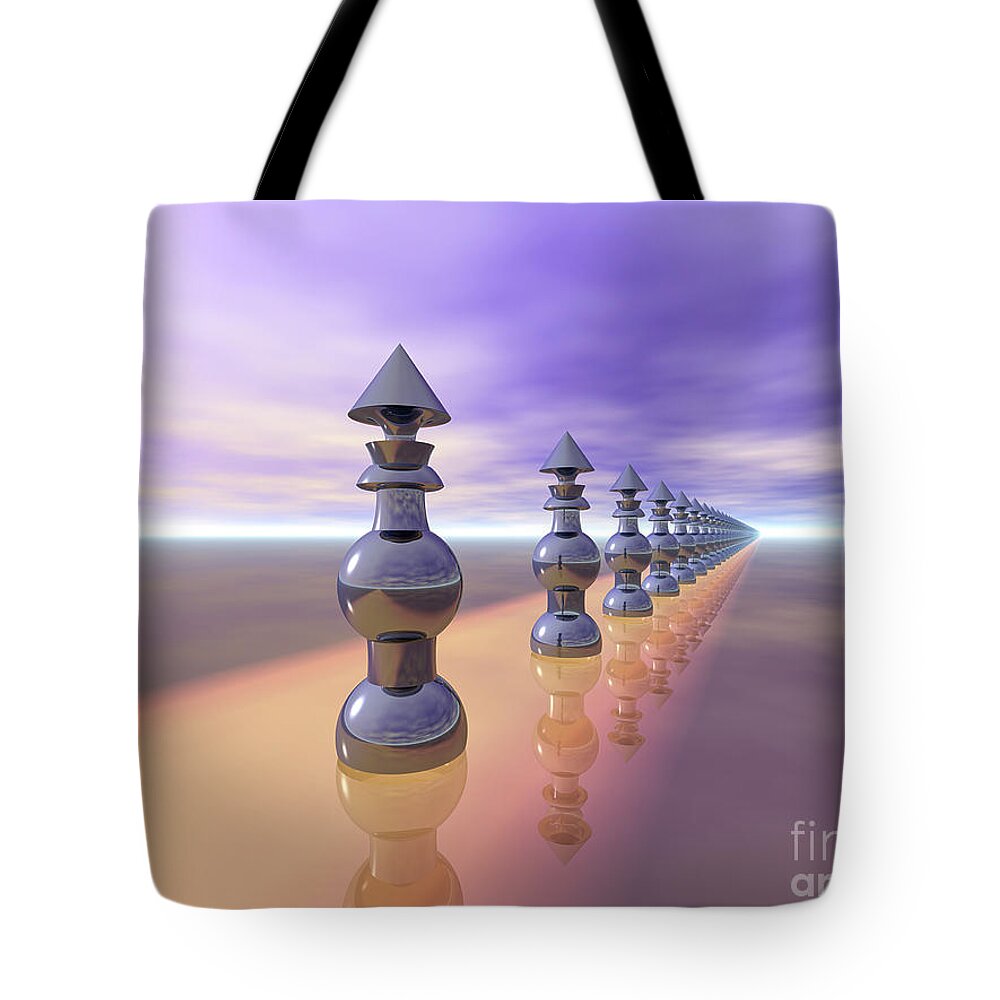 Cones Tote Bag featuring the digital art Conical Geometric Progression by Phil Perkins