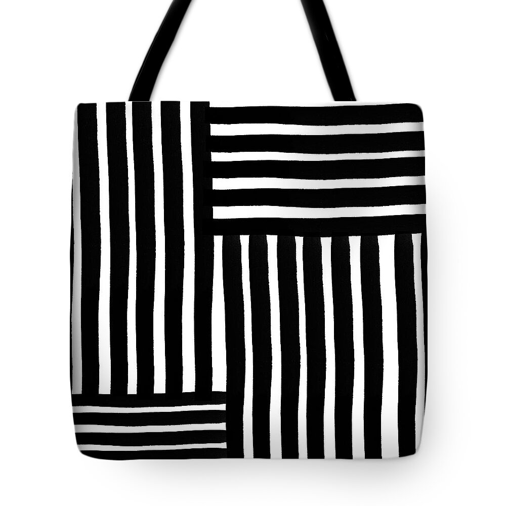 Modern Tote Bag featuring the digital art Connecting Stripes- Art by Linda Woods by Linda Woods