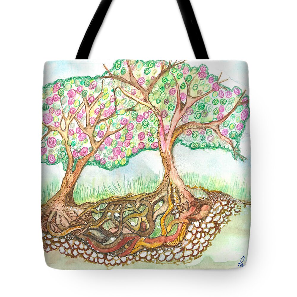 Roots Tote Bag featuring the painting Connection by Patricia Arroyo