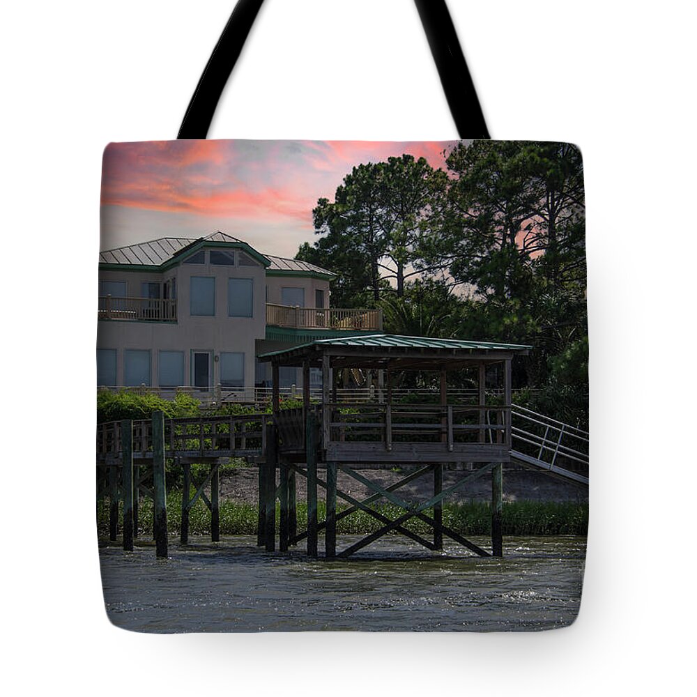Dock Tote Bag featuring the photograph Conquest Ave Sullivan's Island SC by Dale Powell