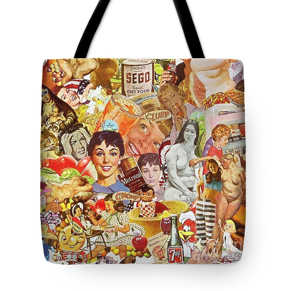 Food Tote Bag featuring the mixed media Constant Cravings by Sally Edelstein