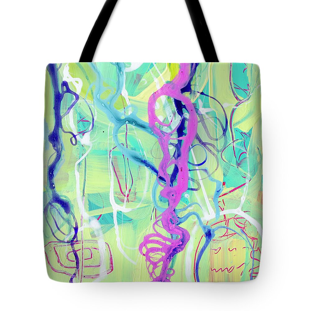 Modern Abstract Art Tote Bag featuring the painting Contemporary Abstract - Crossing Paths No. 2 - Modern Artwork Painting No. 3 by Patricia Awapara