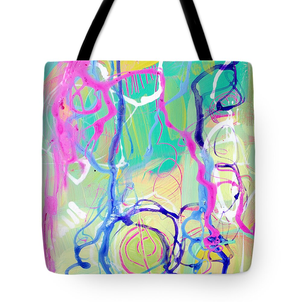Contemporary Decor Tote Bag featuring the painting Contemporary Abstract - Crossing Paths No. 2 - Modern Artwork Painting No. 4 by Patricia Awapara