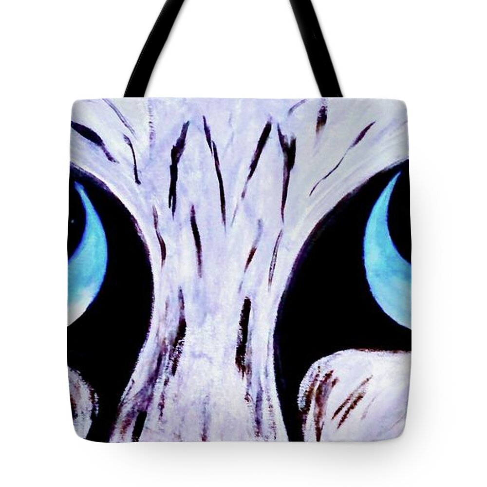 Tote Bag featuring the painting Contest Cat Eyes by Anna Adams