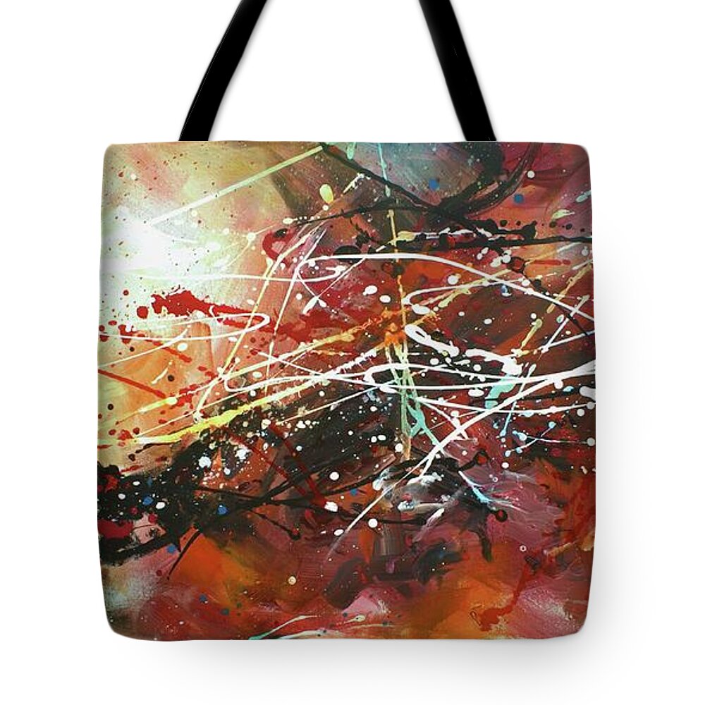 Abstract Tote Bag featuring the painting Contradictions by Michael Lang