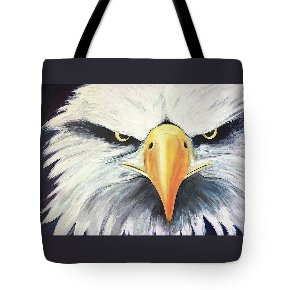 Eagle Tote Bag featuring the painting Conviction by Pamela Schwartz