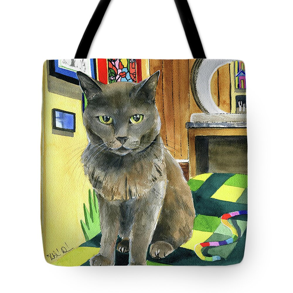 Cats Tote Bag featuring the painting Cookie Monster by Dora Hathazi Mendes