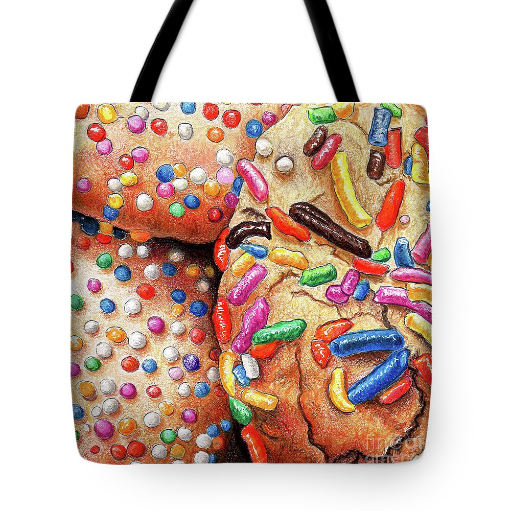 Cookie Tote Bag featuring the drawing Cookies by Nancy Mueller