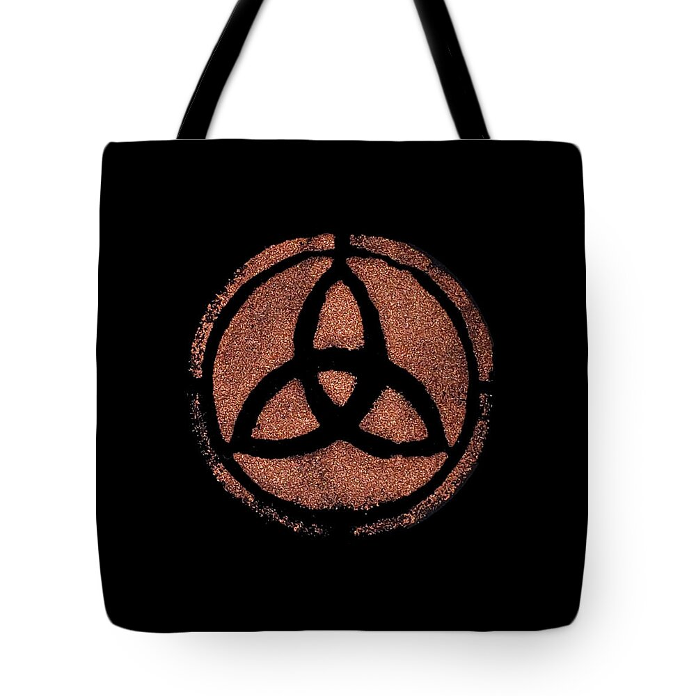 Copper Tote Bag featuring the painting Copper Triquetra by Vicki Noble