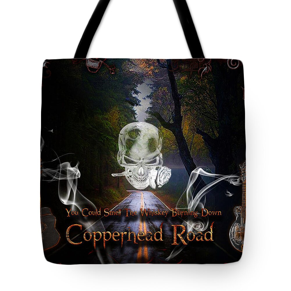 Copperhead Road Tote Bag featuring the digital art Copperhead Road by Michael Damiani