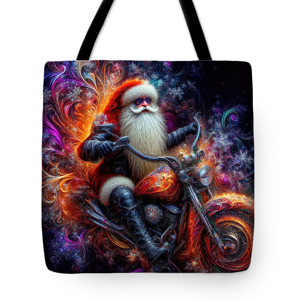 Santa Claus Tote Bag featuring the digital art Cosmic Claus by Bill and Linda Tiepelman