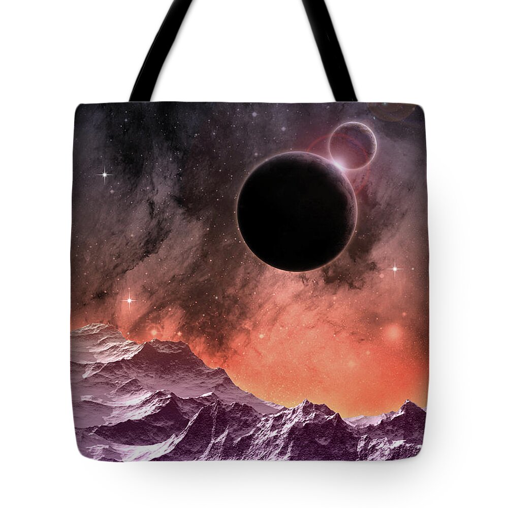 Space Tote Bag featuring the digital art Cosmic Landscape by Phil Perkins