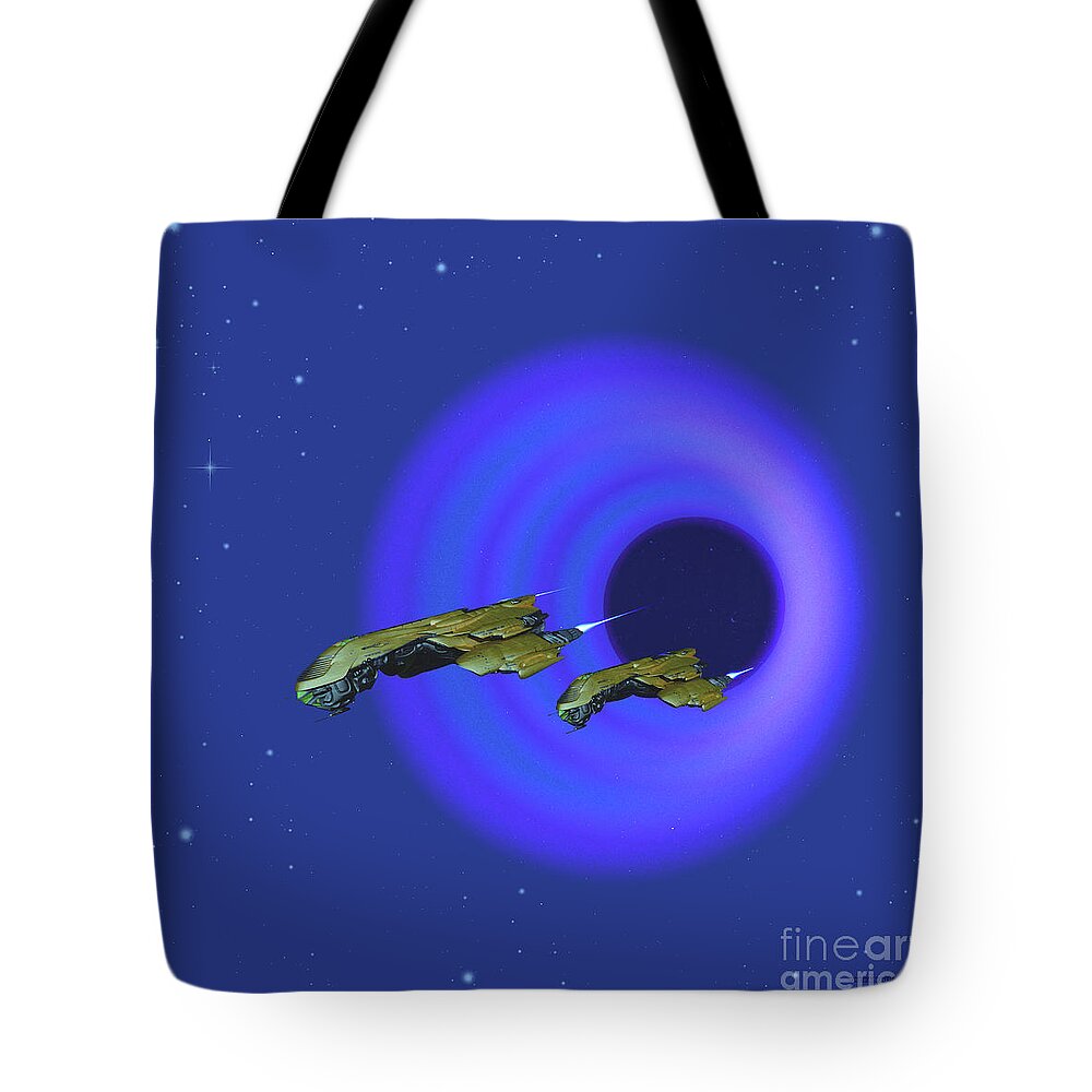 Wormhole Tote Bag featuring the digital art Cosmic Wormhole by Corey Ford
