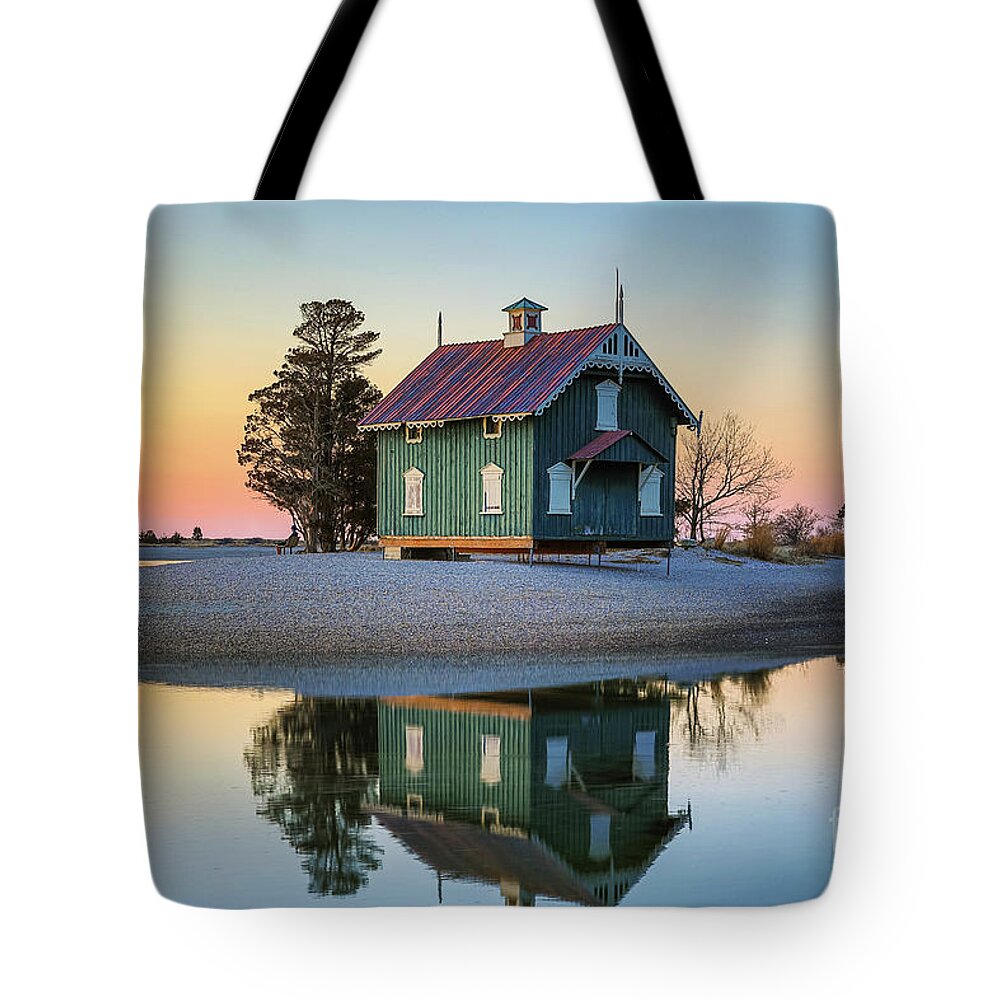 Cottage Tote Bag featuring the photograph Cottage in Calm Waters by Sean Mills