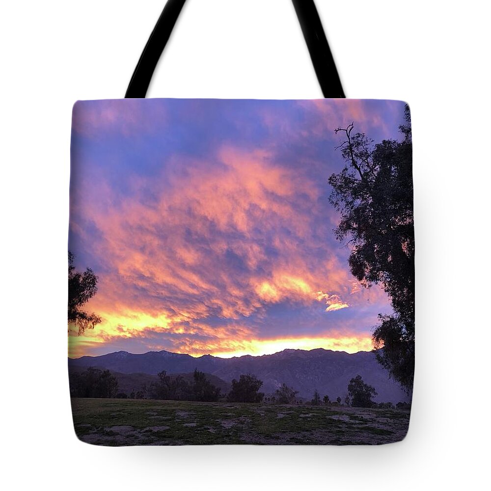 Landscape Tote Bag featuring the photograph Cotton Candy Sky by Leslie Porter