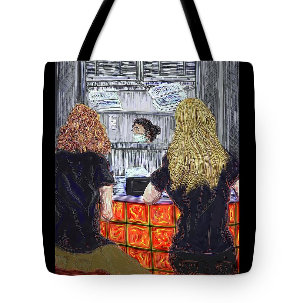 Restaurant Tote Bag featuring the digital art Counter Service by Angela Weddle